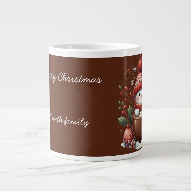 Personalized Snowman Mug - Custom Name Gift Jumbo-Tasse (Vorderseite)