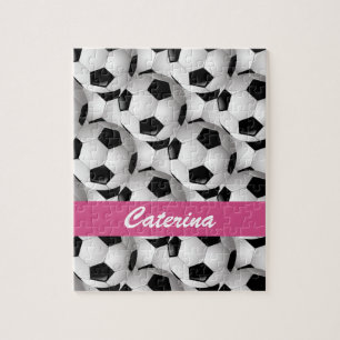 Personalized Soccer Ball Pattern Pink Puzzle