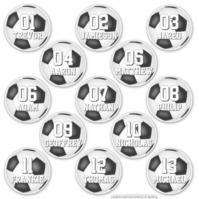 personalized soccer stickers for 13 boys girls aufkleber (Vorderseite)