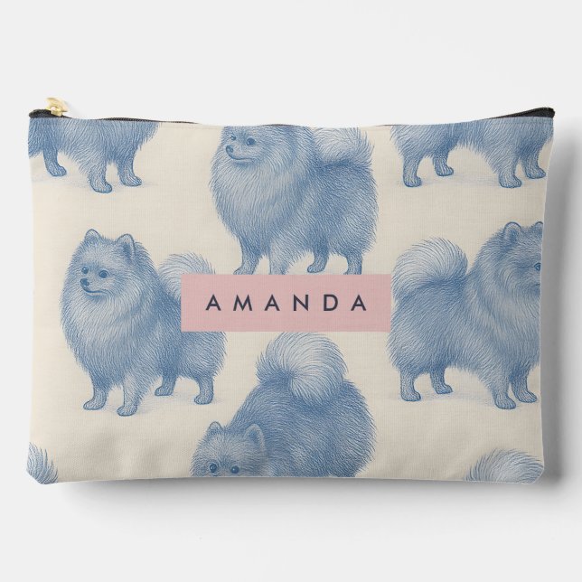 Personalized Soft and Cute Pomeranian Pattern Zubehörtasche (Vorderseite)