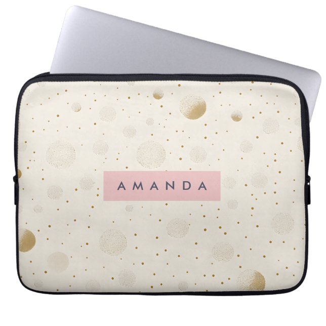 Personalized Soft Gold Polka Dot Minimalist Style Laptopschutzhülle (Vorderseite)