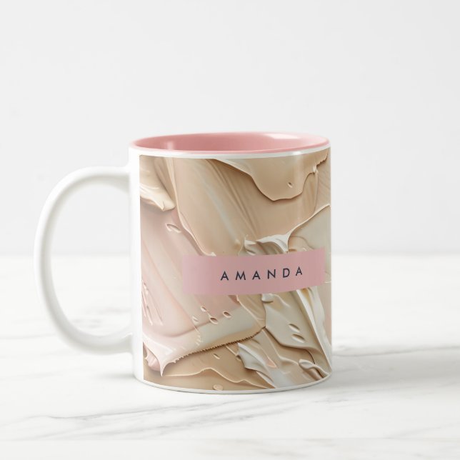 Personalized Soft Neutral Paint Texture  Zweifarbige Tasse (Links)