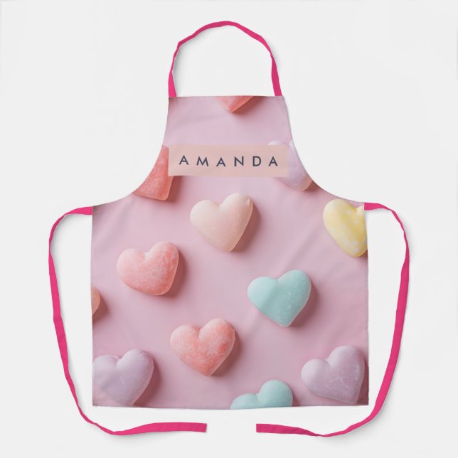 Personalized Soft Pastel Candy Heart Schürze (Vorderseite)