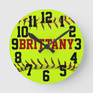Personalized Softball Wall Clock Runde Wanduhr
