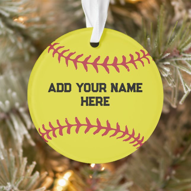 Personalized Softball With Custom Name Ornament (Baum)