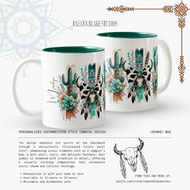 Personalized Southwestern Style Cowgirl Design  Zweifarbige Tasse (Von Creator hochgeladen)