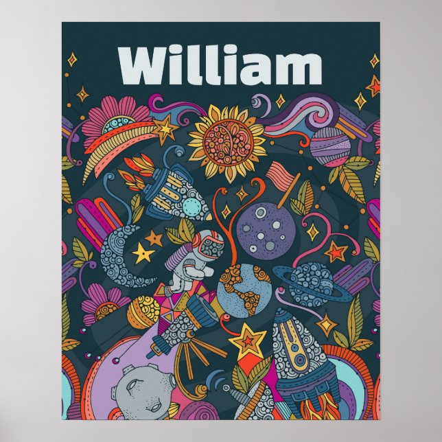 Personalized Space Name Poster for Kids  (Vorne)