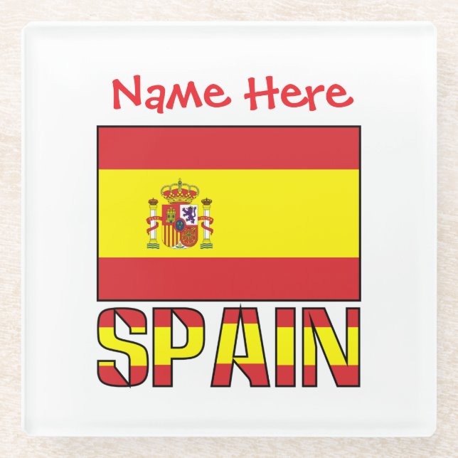 Personalized Spain Flag Heritage Design Glasuntersetzer (Vorderseite)