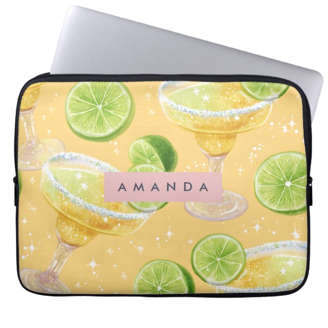 Personalized Sparkle Margarita & Lime Laptopschutzhülle (Vorderseite)