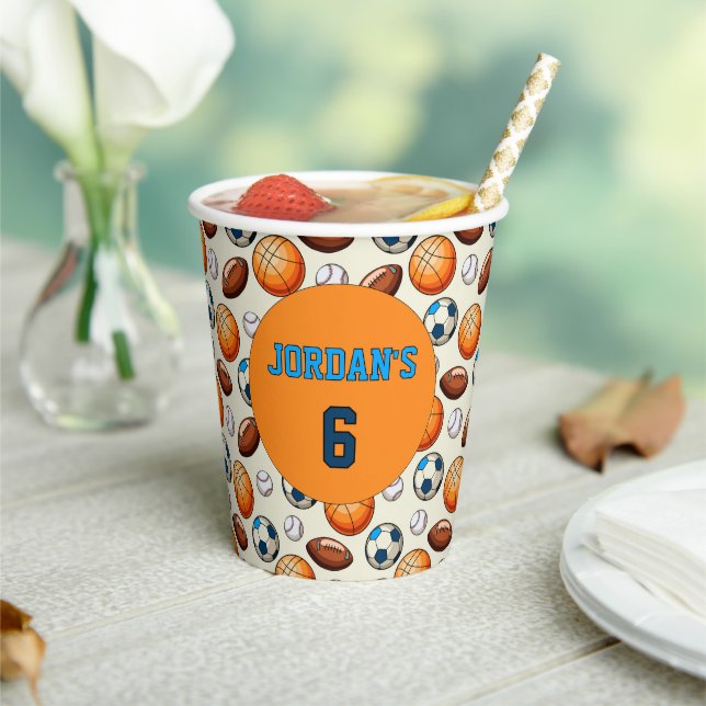 Personalized Sports Birthday Paper Cups  Pappbecher (In Situ)