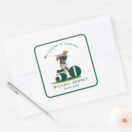 Personalized Sports Golf 50th Birthday Quadratischer Aufkleber
