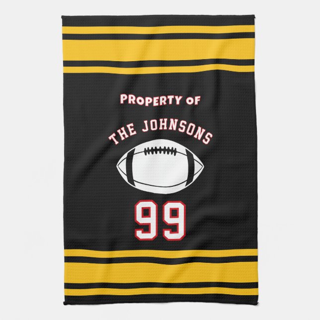 Personalized Sports Towel | Custom Football Player Geschirrtuch (Vertikal)