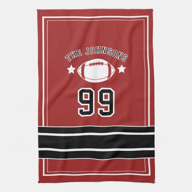 Personalized Sports Towel | Custom Football Player Geschirrtuch (Vertikal)