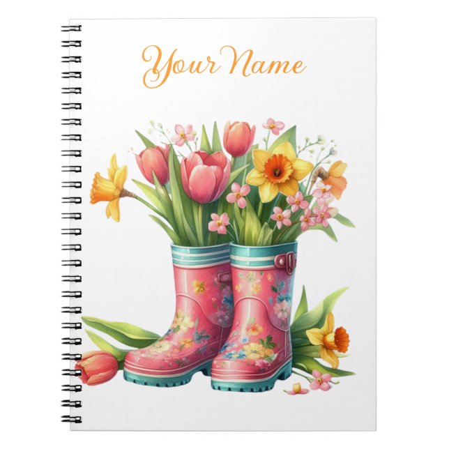 Personalized Spring Floral Spiral Notebook Notizblock (Vorderseite)