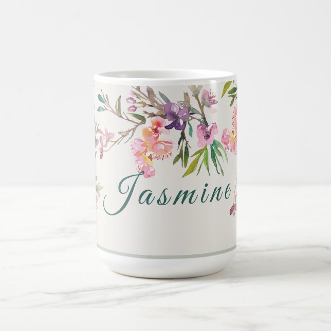 Personalized Spring Floral Watercolor Botanical Kaffeetasse (Mittel)