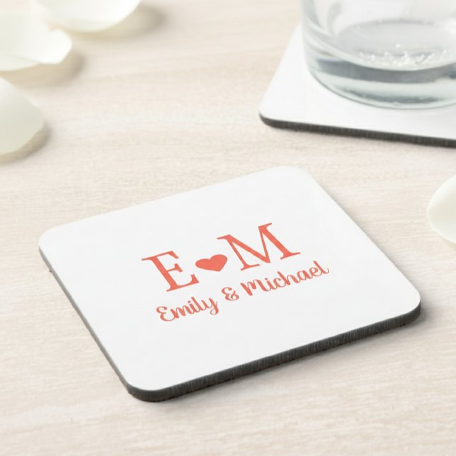 Personalized Square Coaster with Initials and Hear Getränkeuntersetzer (Von Creator hochgeladen)