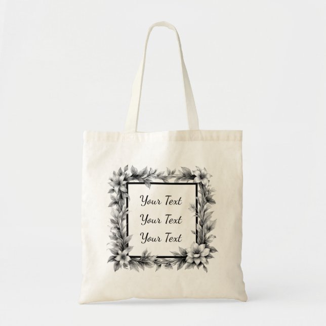 Personalized Square Floral Tote Tragetasche (Vorne)