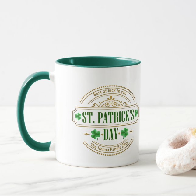 Personalized St. Patrick's Day I Luck of the Irish Tasse (Mit Donut)
