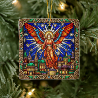 Personalized Stained Glass Archangel Jerusalem  Keramikornament