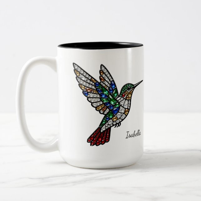 Personalized Stained Glass Hummingbird Mug Zweifarbige Tasse (Links)