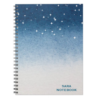 Personalized Starry Night Blue Gradient Notebook Notizblock