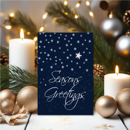 Personalized Starry Night Seasons Greetings Karte