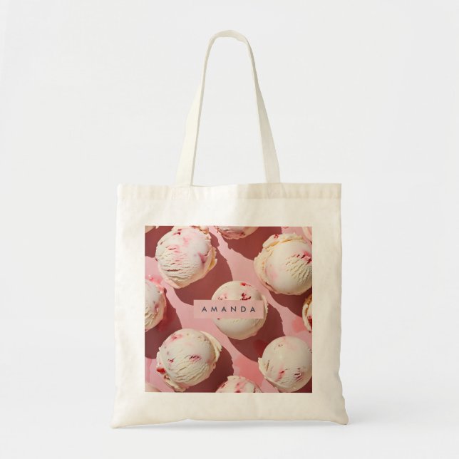 Personalized Strawberry Cream Swirl Aesthetic Tragetasche (Vorne)