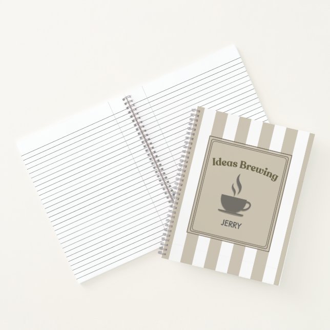Personalized Striped Khaki "Ideas Brewing" Notizbuch (Innenseite)