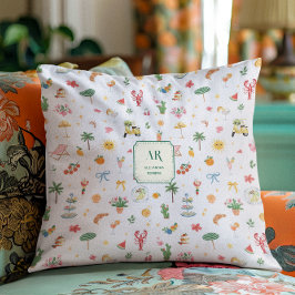 Personalized Summer Watercolor Monogram Kissen