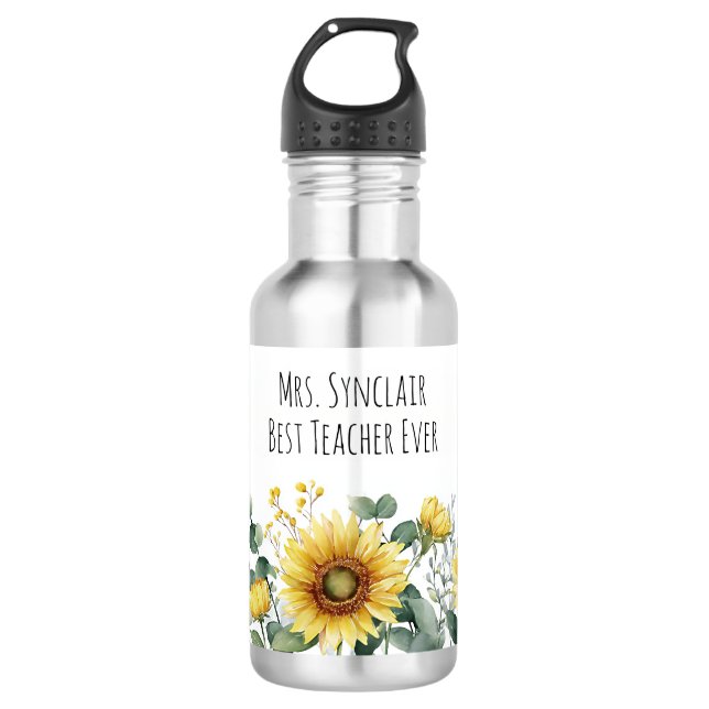 Personalized Sunflower Flower Teacher Appreciation Edelstahlflasche (Vorderseite)