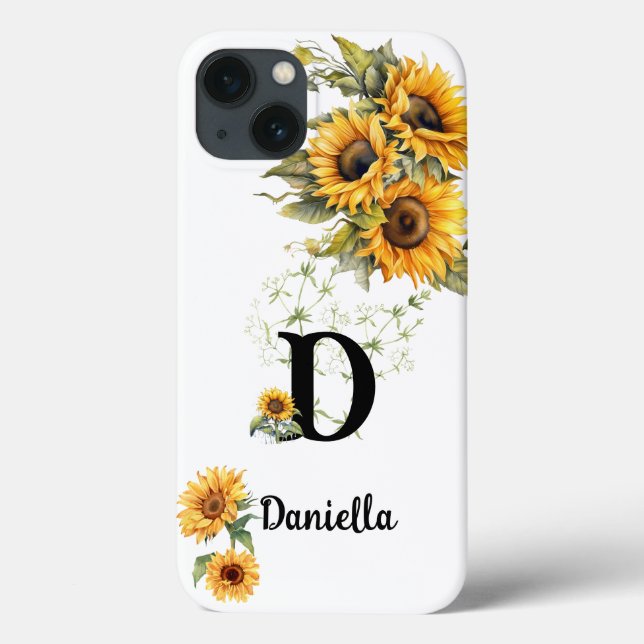 Personalized Sunflower Initial Name Design Case-Mate iPhone Hülle (Rückseite)