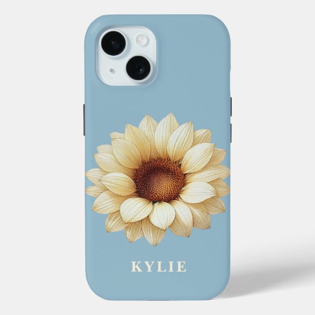 Personalized Sunflower Name Blue Phone Case (Rückseite)
