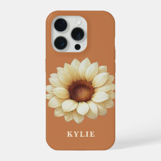 Personalized Sunflower Name Terra Cotta Phone Case iPhone 15 Pro Hülle