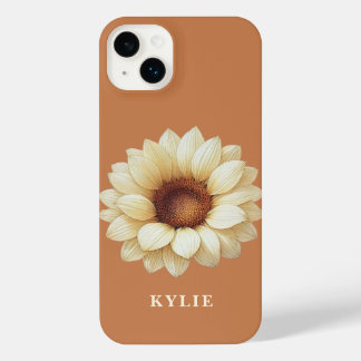 Personalized Sunflower Name Terra Cotta Phone Case iPhone 14 Plus Hülle