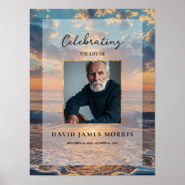 Personalized Sunset Funeral Welcome Sign Poster