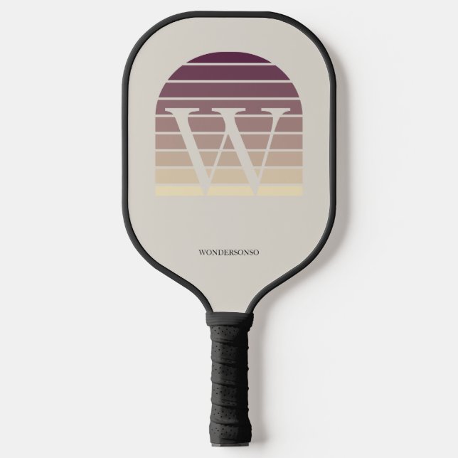Personalized Sunset Ombre Monogram Pickleball Schläger (Vorderseite)