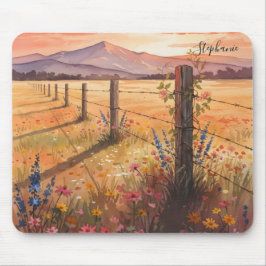 Personalized Sunset Wildflower Desk Mousepad