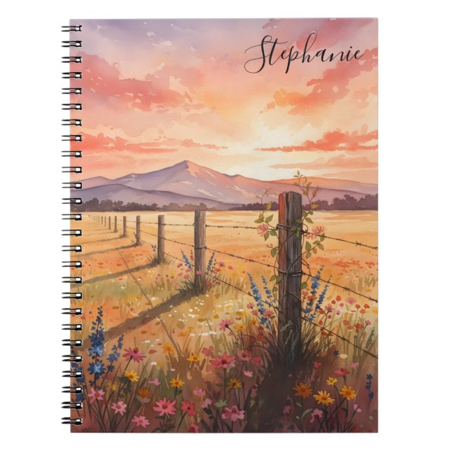 Personalized Sunset Wildflower Journal Notebook Notizblock (Vorderseite)
