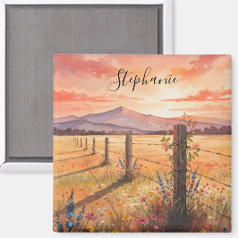 Personalized Sunset Wildflower Magnet