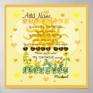 Personalized Sunshine with Hearts Poster