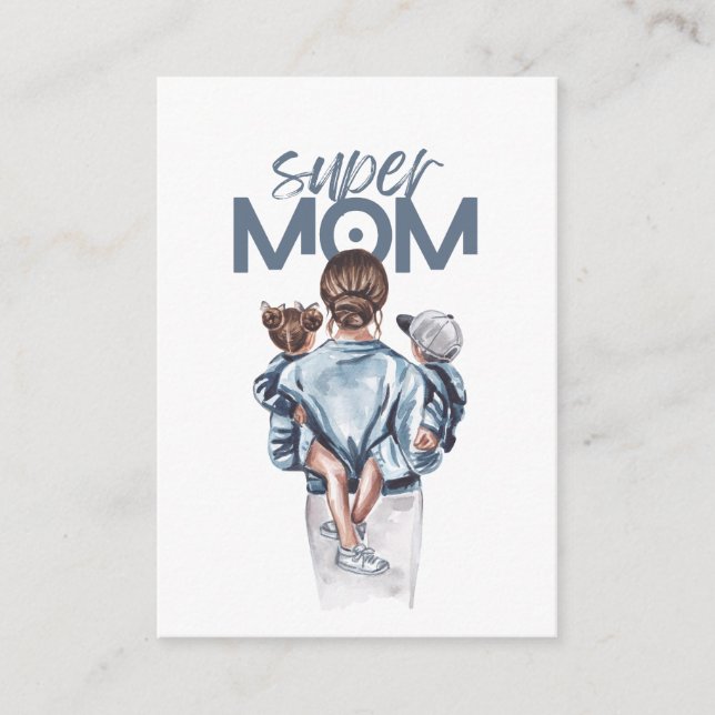 Personalized Super Mom with Son and Daughter Gift  Begleitkarte (Vorderseite)