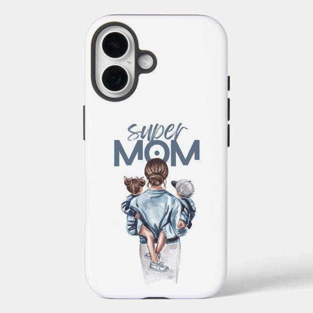 Personalized Super Mom with Son and Daughter Gift Case-Mate iPhone Hülle (Rückseite)