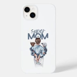 Personalized Super Mom with Son and Daughter Gift Case-Mate iPhone 14 Plus Hülle