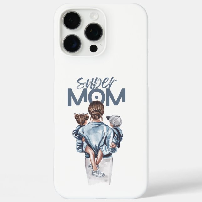 Personalized Super Mom with Son and Daughter Gift Case-Mate iPhone Hülle (Rückseite)