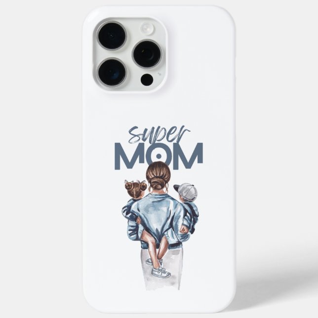 Personalized Super Mom with Son and Daughter Gift Case-Mate iPhone Hülle (Rückseite)