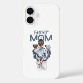 Personalized Super Mom with Son and Daughter Gift iPhone 16 Hülle