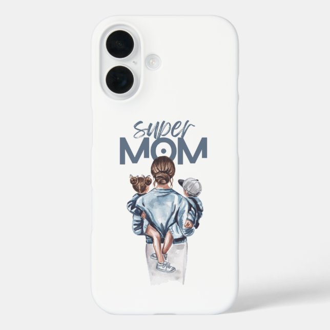 Personalized Super Mom with Son and Daughter Gift Case-Mate iPhone Hülle (Rückseite)