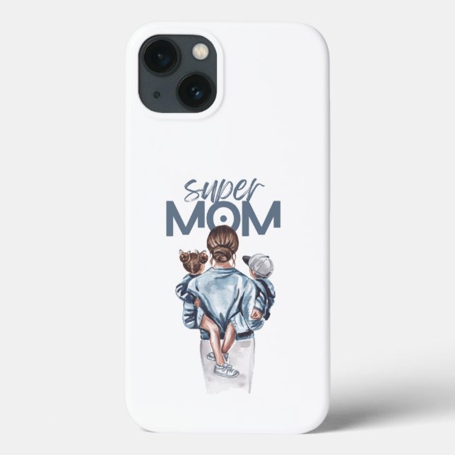 Personalized Super Mom with Son and Daughter Gift Case-Mate iPhone Hülle (Rückseite)