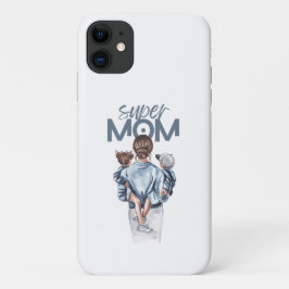 Personalized Super Mom with Son and Daughter Gift Case-Mate iPhone Hülle