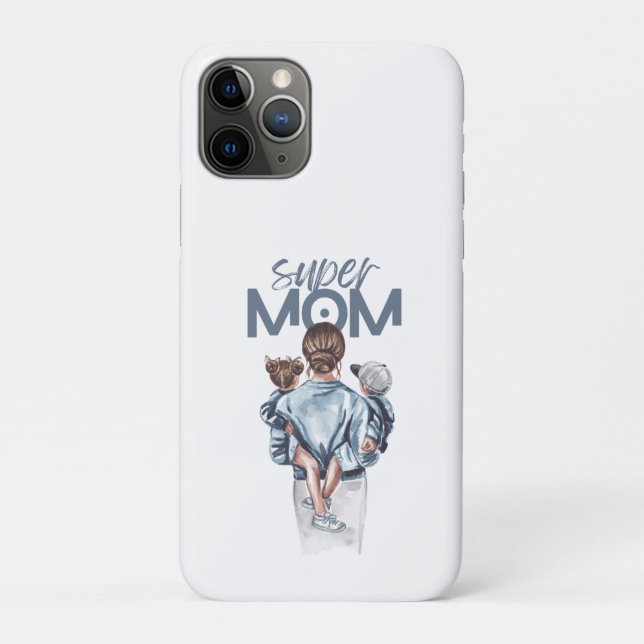 Personalized Super Mom with Son and Daughter Gift Case-Mate iPhone Hülle (Rückseite)
